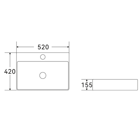 Above Counter Ceramic Basin Gloss White 520x420x155mm