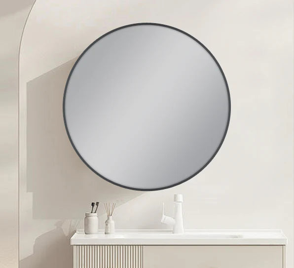 ROUND SHAPE GUNMETAL FRAMED MIRROR 600x40MM