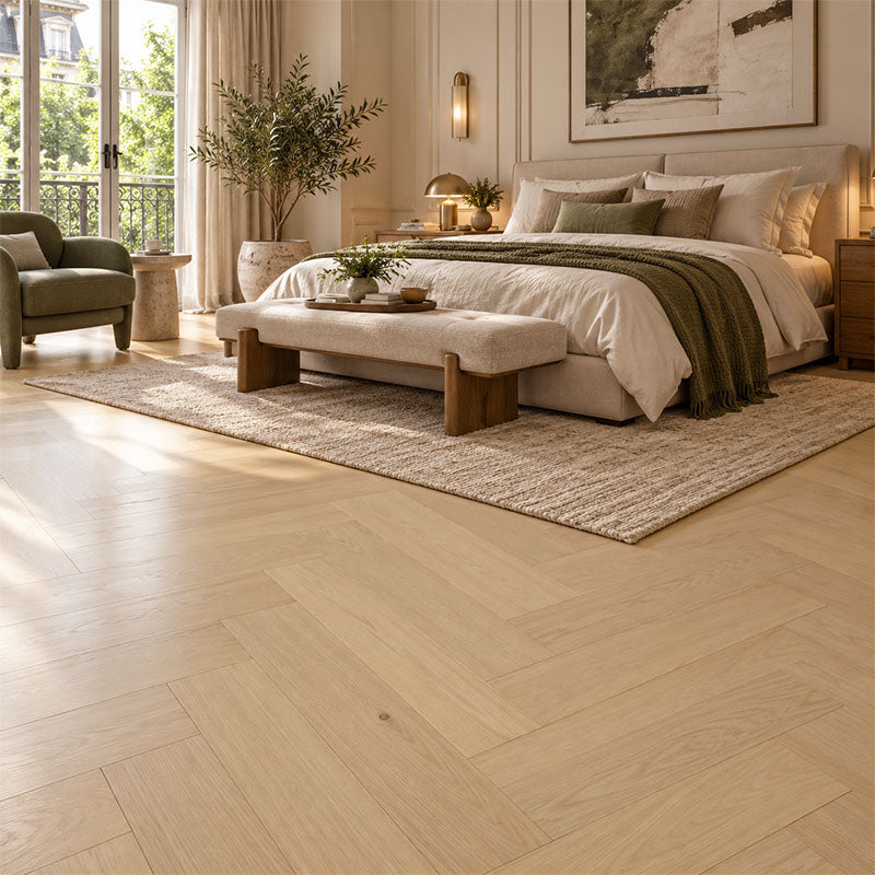 Pronto Herringbone ABC Grade European Oak Engineered Flooring Golden Sands 600x120x14/3mm