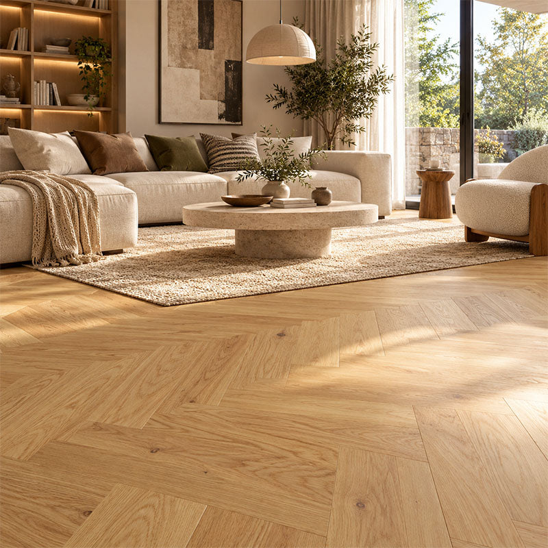Pronto Herringbone ABC Grade European Oak Engineered Flooring San Remo 600x120x14/3mm