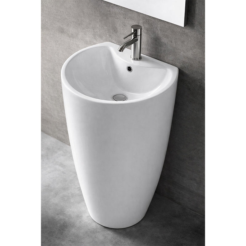 Free standing Basin With Overflow Gloss White 525x470x880mm