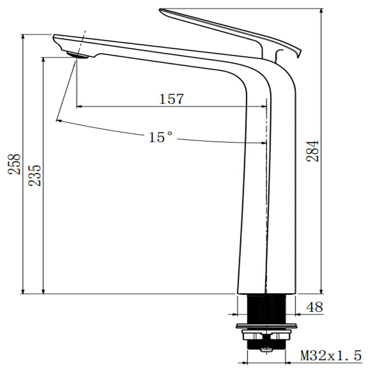 Esperia Matte Black Basin Mixer