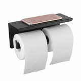 IVANO Black Double Toilet Paper Holder with Cover