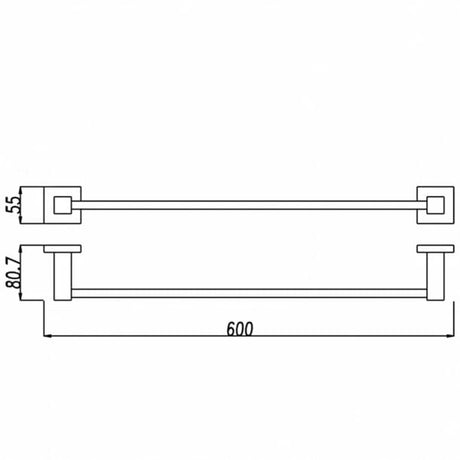 BLAZE Black Single Towel Rail 600mm