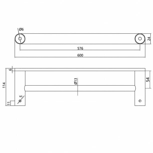 AU Black Double Towel Rail 600mm