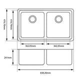 838x476x241mm White Granite Double Bowl Kitchen Sink