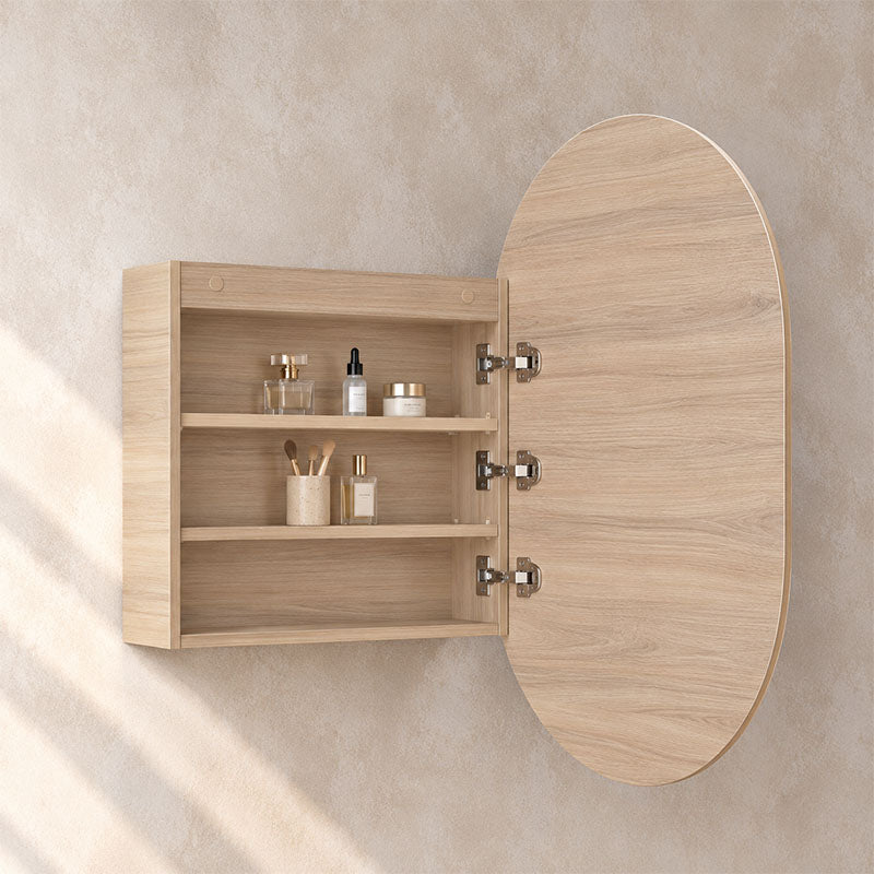 Oscar Oval Shaving Cabinet Natural Timber 600x900x155mm