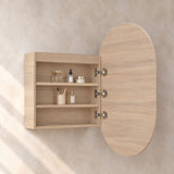 Oscar Oval Shaving Cabinet Natural Timber 600x900x155mm