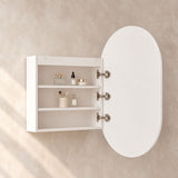 Oscar Oval Shaving Cabinet Matt White 600x900x155mm