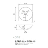 Solid Surface Basin Series Otis Above Counter Matt White 420x420x150mm