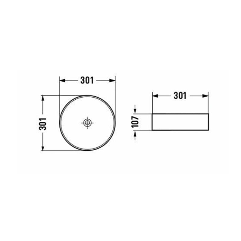 Above Counter Basin Round Gloss White 301x301x107mm