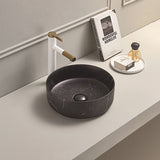 Above Counter Basin Round Matte Black Marble 346x346x114mm