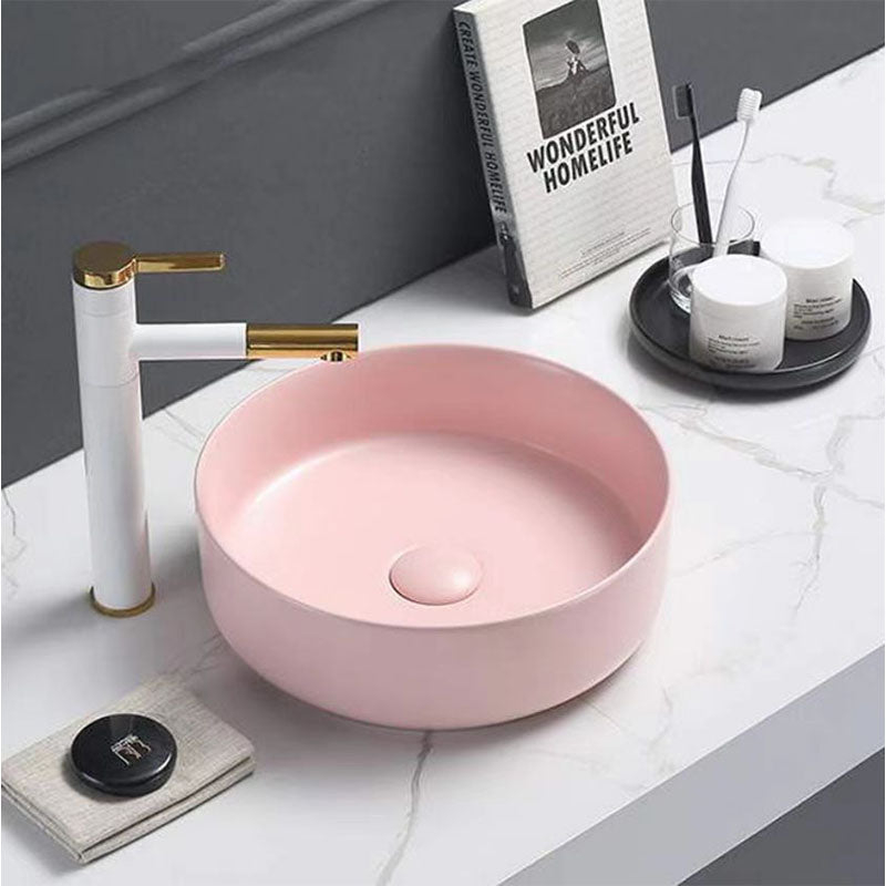 Above Counter Basin Round Matte Pink 346x346x114mm