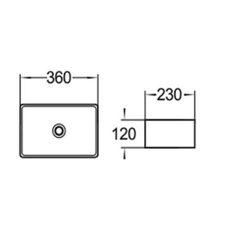 Above Counter Basin Square Gloss White 360x230x120mm