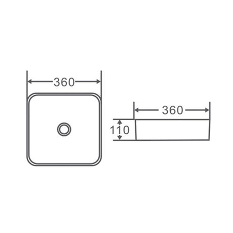 Above Counter Basin Square Matte Black 370x370x130mm