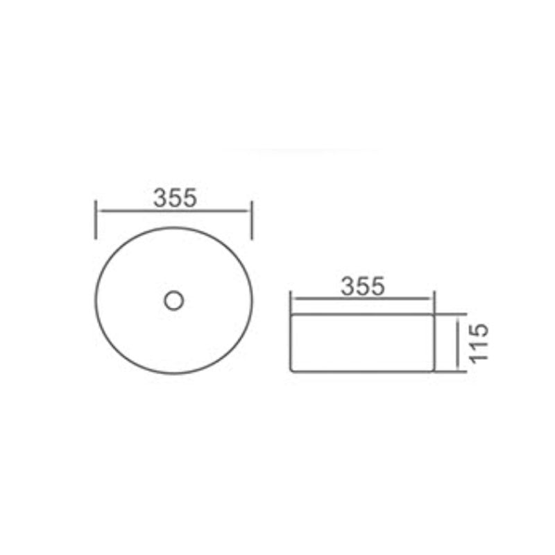 Above Counter Basin Round Silky Silver 355x355x115mm