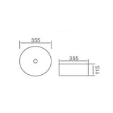 Above Counter Basin Round Silky Silver 355x355x115mm