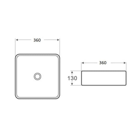 Above Counter Basin Square Matte White 370x370x130mm