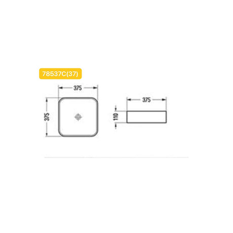 Above Counter Basin Soft Square Gloss White 375x375x110mm