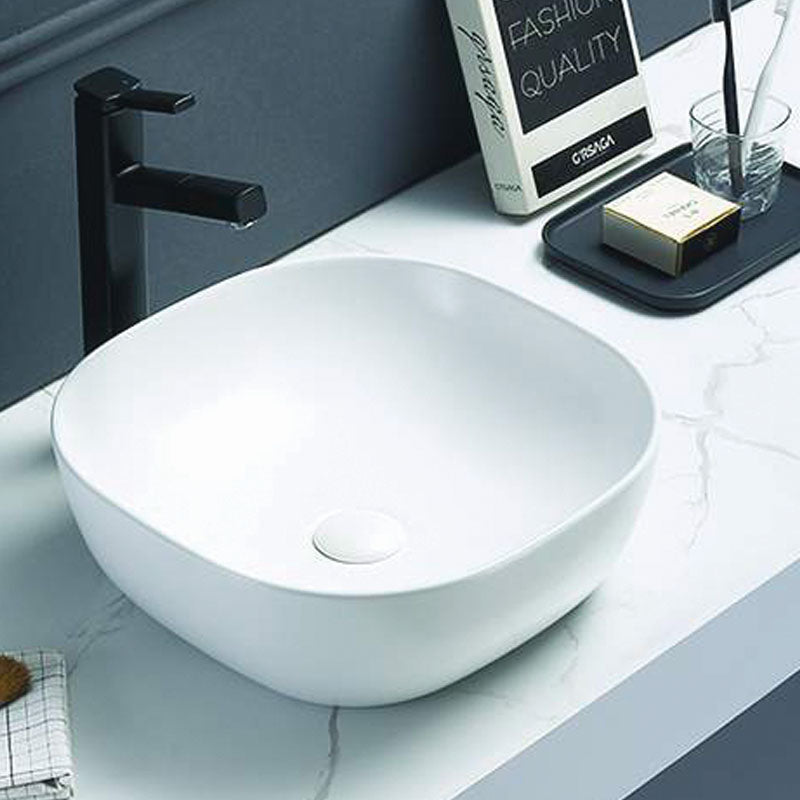 Above Counter Basin Soft Square Gloss White 375x375x120mm