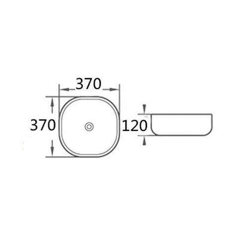 Above Counter Basin Soft Square Gloss White 375x375x120mm