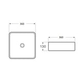 Above Counter Basin Square Matte White Carrara With Gold Vein 360x360x130mm