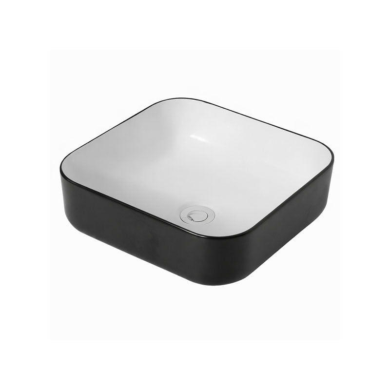 Above Counter Basin Square Matte Black And White 390x390x137mm