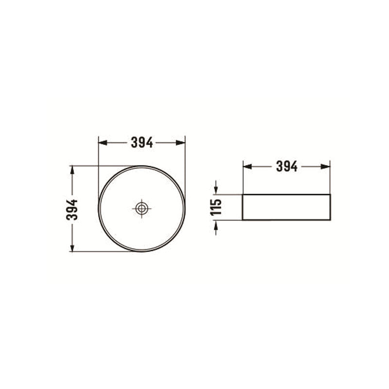 Above Counter Basin Round Matte Black 394x394x115mm