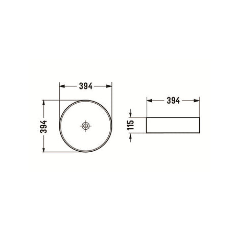 Above Counter Basin Round Matte Black 394x394x115mm