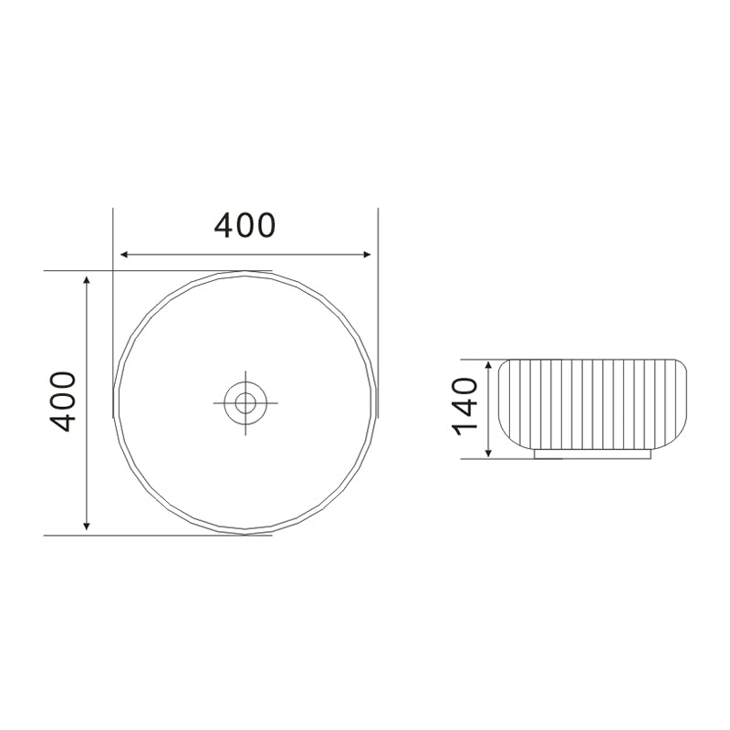 Above Counter Round Basin Gloss White 400x400x140mm