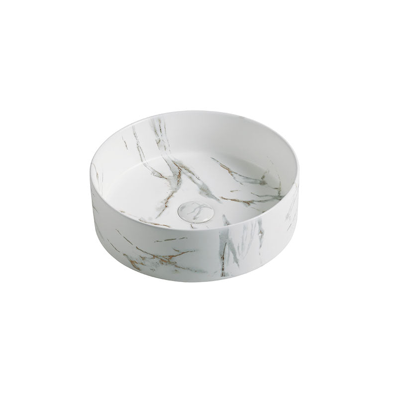 Above Counter Basin Round Matte White Marble 394x394x115mm