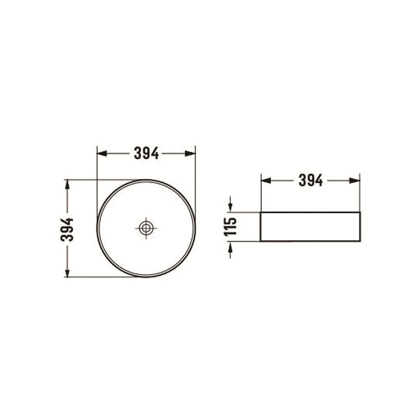 Above Counter Basin Round Matte White Carrara With Gold Vein 394x394x115mm