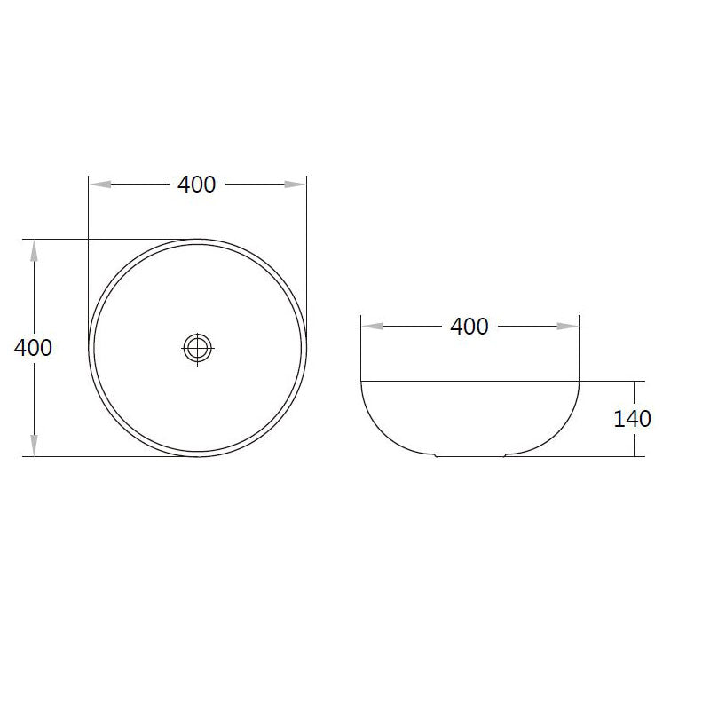 Above Counter Basin Round Matte Grey 400x400x140mm