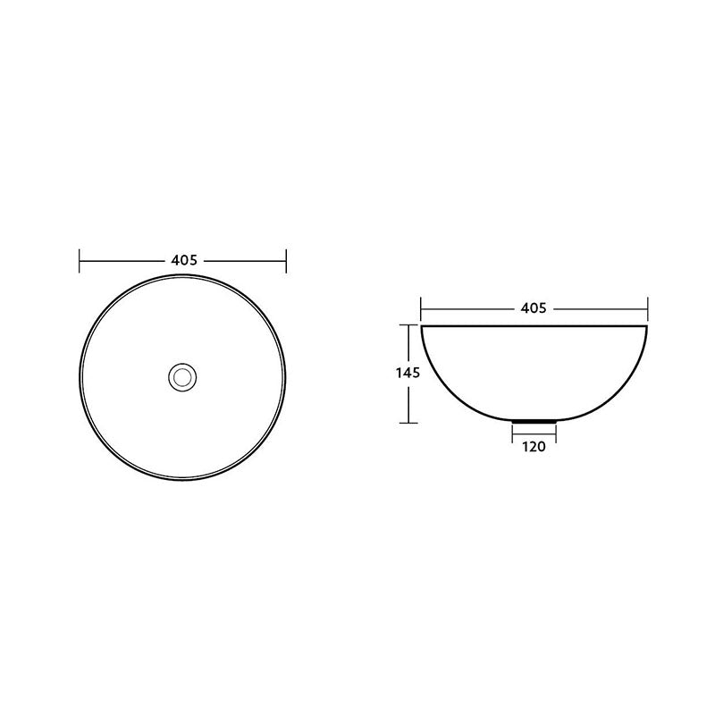 Above Counter Basin Round Gloss White 405x405x145mm