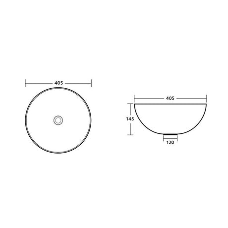Above Counter Basin Round Gloss White 405x405x145mm