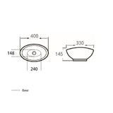 Above Counter Basin Boat Gloss White 400x330x145mm