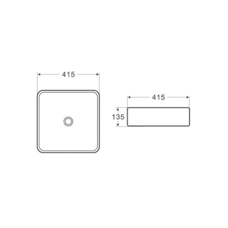 Above Counter Basin Square Gloss White 415x415x135mm