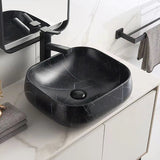 Above Counter Basin Square Matte Black Marble 450x400x145mm