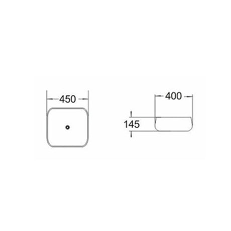 Above Counter Basin Soft Square Gloss White 450x400x145mm