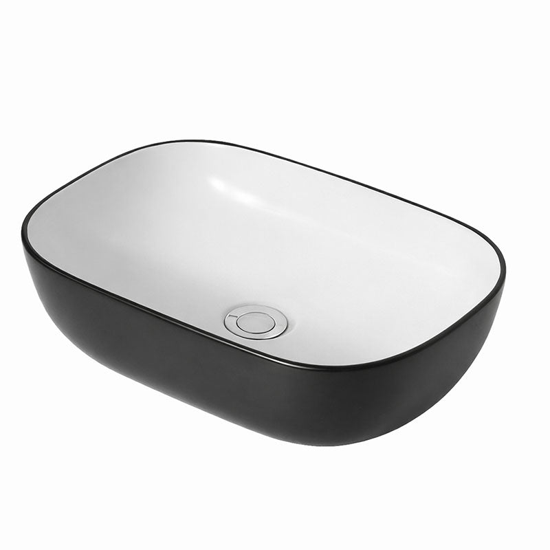 Above Counter Basin Rectangular Gloss Black And White 465x320x135mm