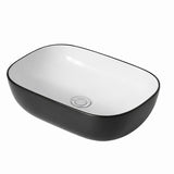 Above Counter Basin Rectangular Gloss Black And White 465x320x135mm