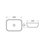 Above Counter Basin Soft Square Gloss White 460x320x135mm