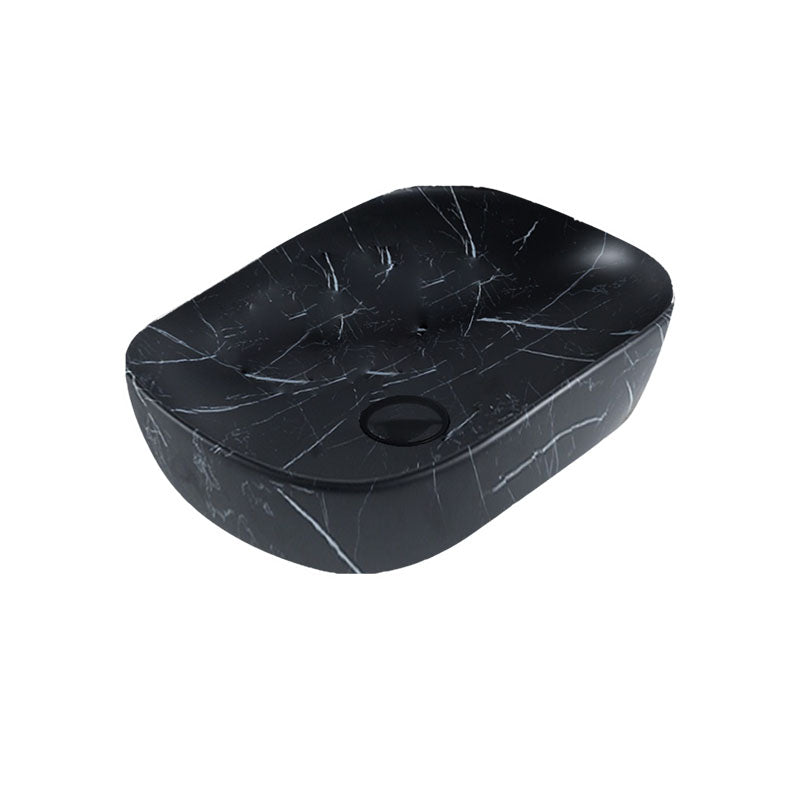 Above Counter Basin Rectangular Matte Black Marble 465x320x137mm