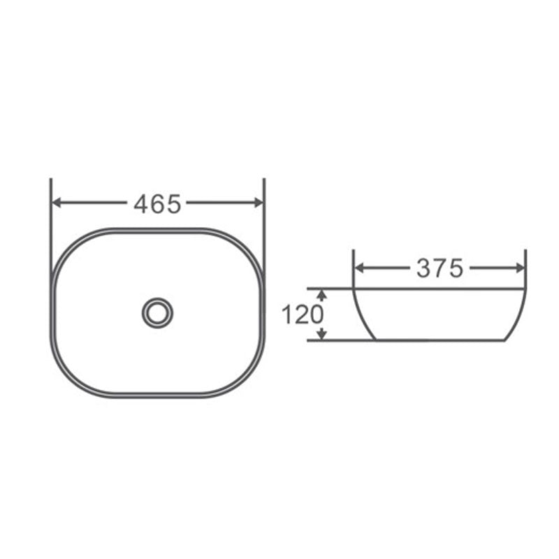 Above Counter Basin Soft Square Gloss White 465x375x120mm