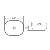 Above Counter Basin Soft Square Gloss White 465x375x120mm