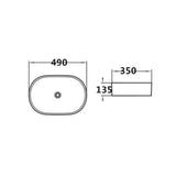 Above Counter Basin Rectangular Matte Black 490x350x135mm