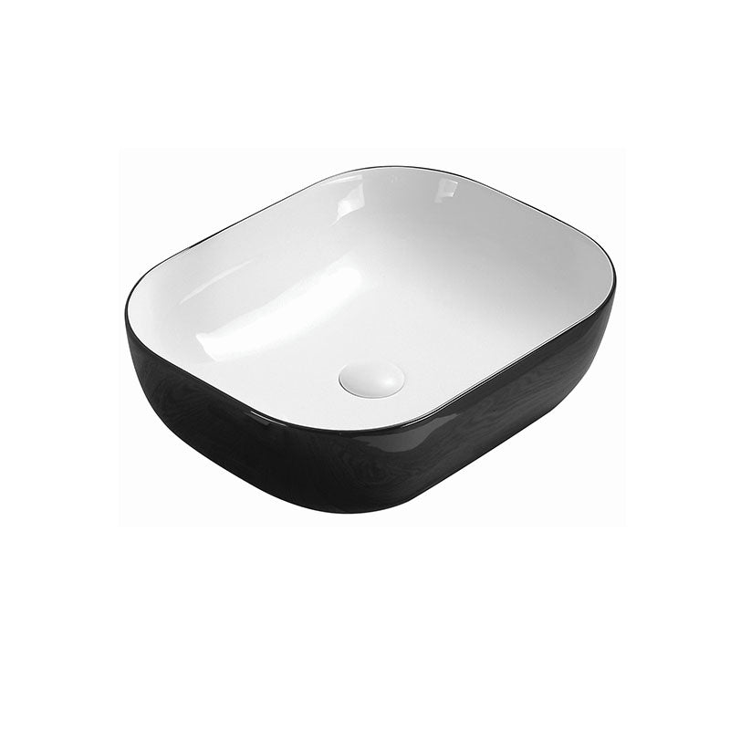 Above Counter Basin Rectangular Matte Black And White 505x405x140mm