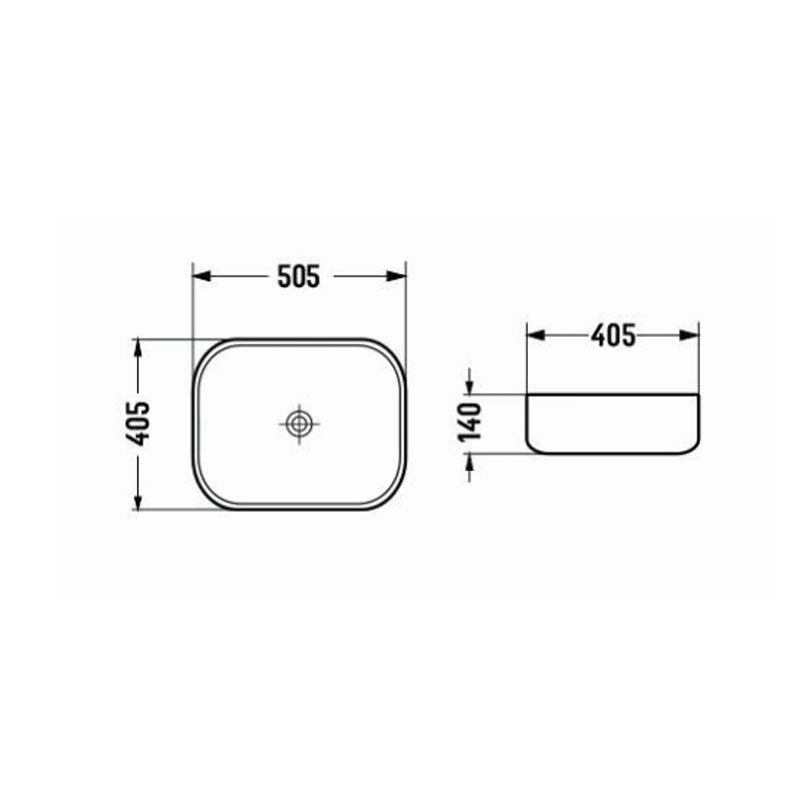 Above Counter Basin Rectangular Matte Black And White 505x405x140mm