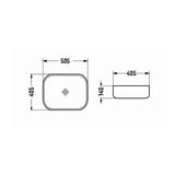 Above Counter Basin Soft Square Gloss White 505x405x140mm