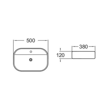 Above Counter Basin With Tap Hole Gloss White 500x380x120mm